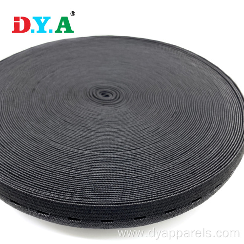 Black Polyester Knitted Adjustable Buttobhole Elastic